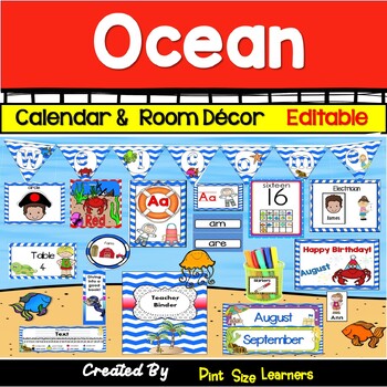 Preview of Under the Sea Classroom Decor Bundle | EDITABLE | Ocean Themed Classroom | 24-25