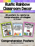 Classroom Decor {Rustic Rainbow} Comprehension Strategy Posters