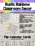 Classroom Decor {Rustic Rainbow} Flip Calendar-Magnetic