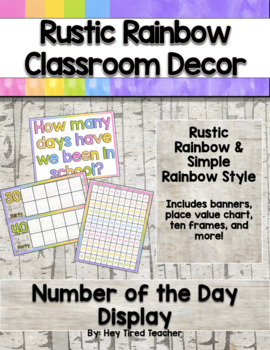 Classroom Decor {Rustic Rainbow} Number of the Day Display || Days of ...