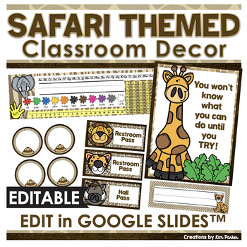 Classroom Decor Set Safari Themed Editable By Creations By Kim Parker   Original 5604712 1 