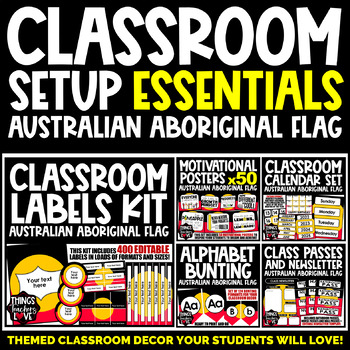 Preview of Classroom Decor Setup Essentials - AUSTRALIAN ABORIGINAL FLAG CLASSROOM DECOR