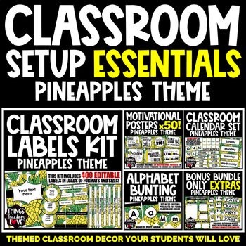 Preview of Classroom Decor Setup Essentials - PINEAPPLES CLASSROOM DECOR