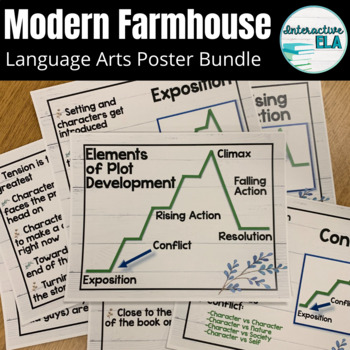 Preview of Classroom Decor: Shiplap Modern Farmhouse Language Arts Poster Bundle