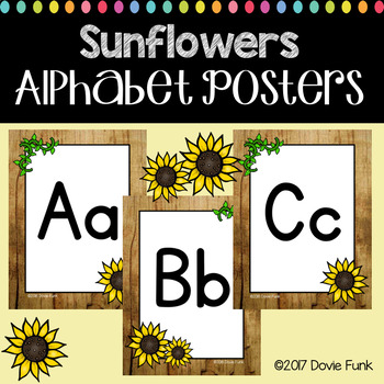 Preview of Classroom Decor Sunflower Alphabet Posters