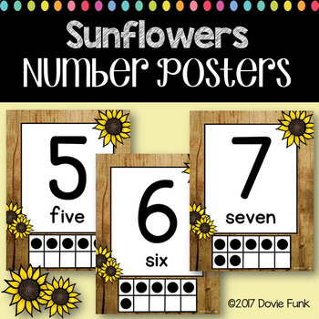 Preview of Classroom Decor Sunflower Number Posters 0-20
