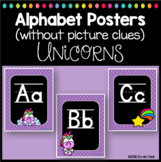 Classroom Decor Unicorns Alphabet Posters Chalkboard