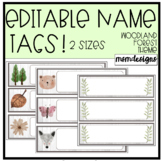 Classroom Decor Woodland Theme Editable Name Tags (in Goog