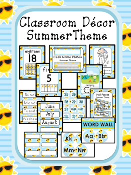 Preview of Summer Classroom Decor editable - Summer Theme