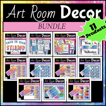 Preview of Art Classroom Decor with ELEMENTS OF ART Bulletin Board BUNDLE