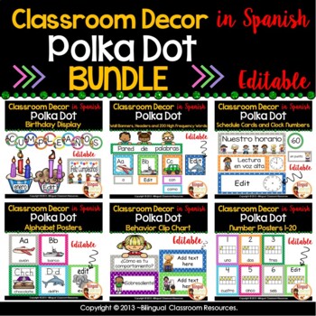 Preview of Classroom Decor in Spanish |  Editable |  BUNDLE | Decoración para la clase