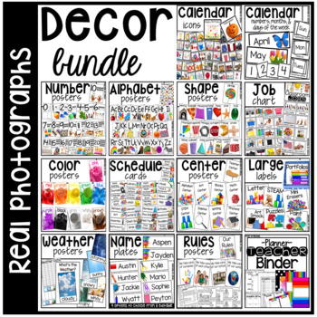 Preview of Classroom Decor with Real Photos for Preschool, Pre-K, Kindergarten, First Grade