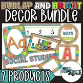 Classroom Decor Bundle in Burlap and Bright Theme with Edi