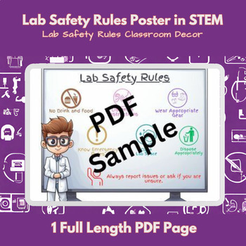 Preview of Classroom Decor Poster & Bulletin Board for STEM: High School Lab Safety Rules