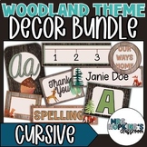 Classroom Decor CURSIVE Bundle in Woodland Theme-Editable 