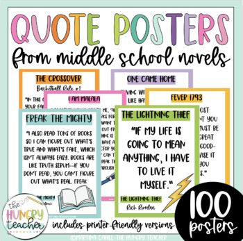 Preview of Classroom Decorations: Inspirational Book Character Quote Posters