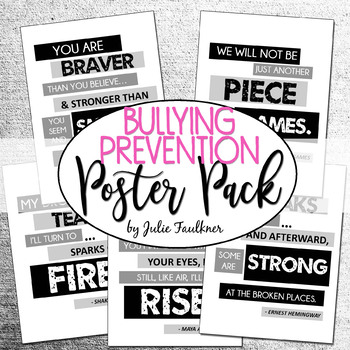 Preview of Classroom Decorations Posters, Positive Motivational Quotes Bullying Prevention