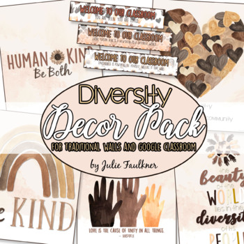 Preview of Classroom Decorations Posters and Google Classroom Headers, Diversity