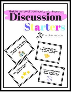 Classroom Discussion Starters by Speaking Special | TpT