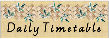 Preview of Classroom Display: Daily Timetable with Analogue Time - Rattan/Natural Theme