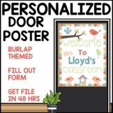 Classroom Door Decor Poster Customizable BURLAP Theme