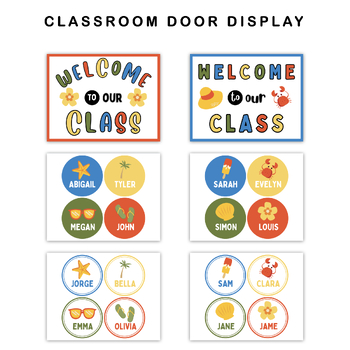 Classroom Door Display - Colorful Summer Theme | Editable by KJunResource