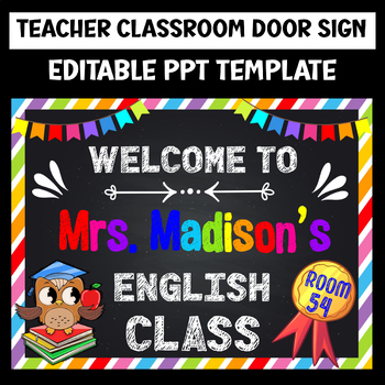 Preview of Classroom Door EDITABLE Teacher Name Sign Back to School English Teacher Tag