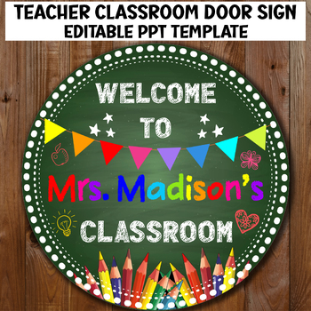 Preview of Classroom Door EDITABLE Teacher Name Sign Back to School Teacher Class Round Tag