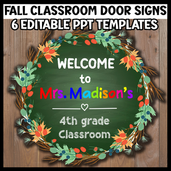 Preview of Fall Classroom Door Signs EDITABLE Teacher Name Sign Back To School Fall DoorTag