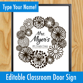 Classroom Door EDITABLE Teacher Name Sign Wreath - Back to