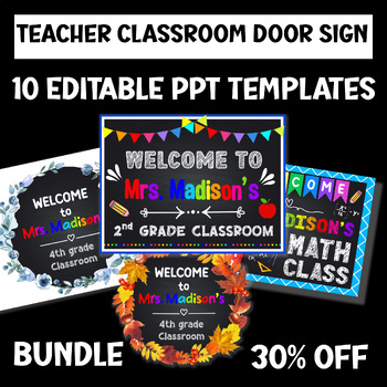 Preview of Classroom Door EDITABLE Teacher Name Signs Back to School Class Door Tags Bundle