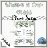 Classroom Door Sign Eucalyptus Design EDITABLE