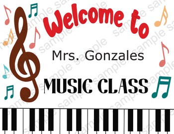 Preview of Classroom Door Sign, Music Class, Personalized, Printable Door Sign, Classroom