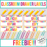 Classroom Drawer Labels in English & Spanish - FREEBIE!