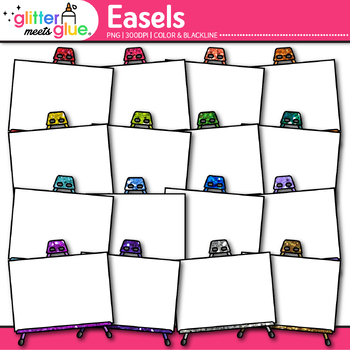 Blank Canvas on Easels - Blank Paintings / Art Templates Clip Art Set  Commercial