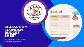 Preview of Classroom Economy Budget Planning Sheet