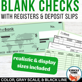 Preview of Blank Checks & Deposit Slips and Checkbook Registers, Mini Society