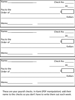 Preview of Classroom Economy Checks