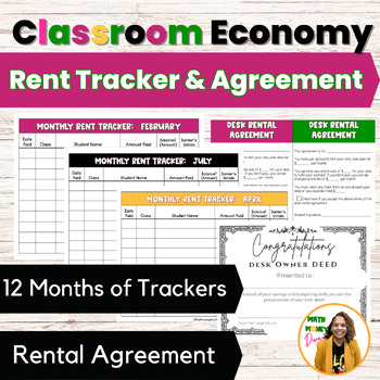 Preview of Classroom Economy Monthly Rent Tracker Middle School