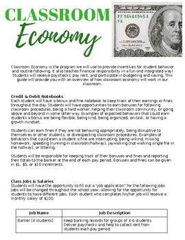 Preview of Classroom Economy Parent Letter