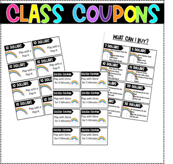 Preview of Classroom Economy- Reward Coupons