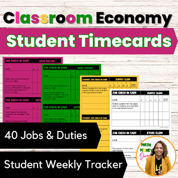 Preview of Classroom Economy Student Time Cards and Job Acceptance Letter Middle School