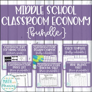 Preview of Classroom Economy for Middle School Resource Bundle - Classroom Jobs and More