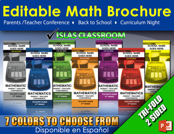 Preview of Classroom Editable Math Brochure Template