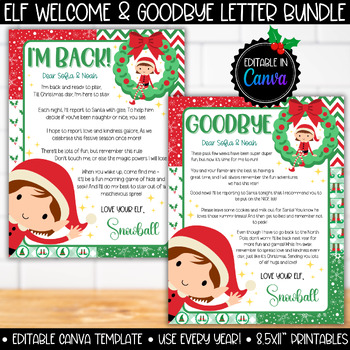 Classroom Elf Welcome Goodbye Letter, Class Elves I'm Back Arrival Note ...