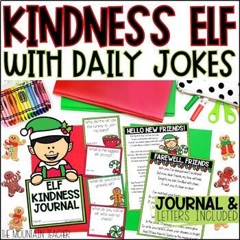 Preview of Classroom Elf Journal, Daily Kindness Challenge Activities & Joke of the Day Kit