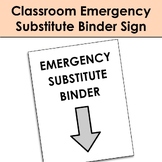 Classroom Emergency Substitute Binder Sign