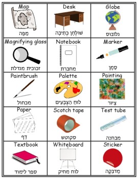 Learn English & Hebrew Household Items With Printable Cards hebrew  Vocabularyhebrew Learning Games household Items teaching Hebrewעברית  (Instant Download) 