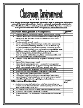 Classroom Environment Checklist by Ms. Chapman | TpT