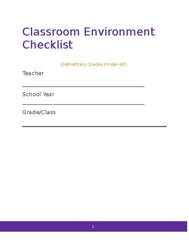 Classroom Environment Checklist by MissVegaNJ | TPT